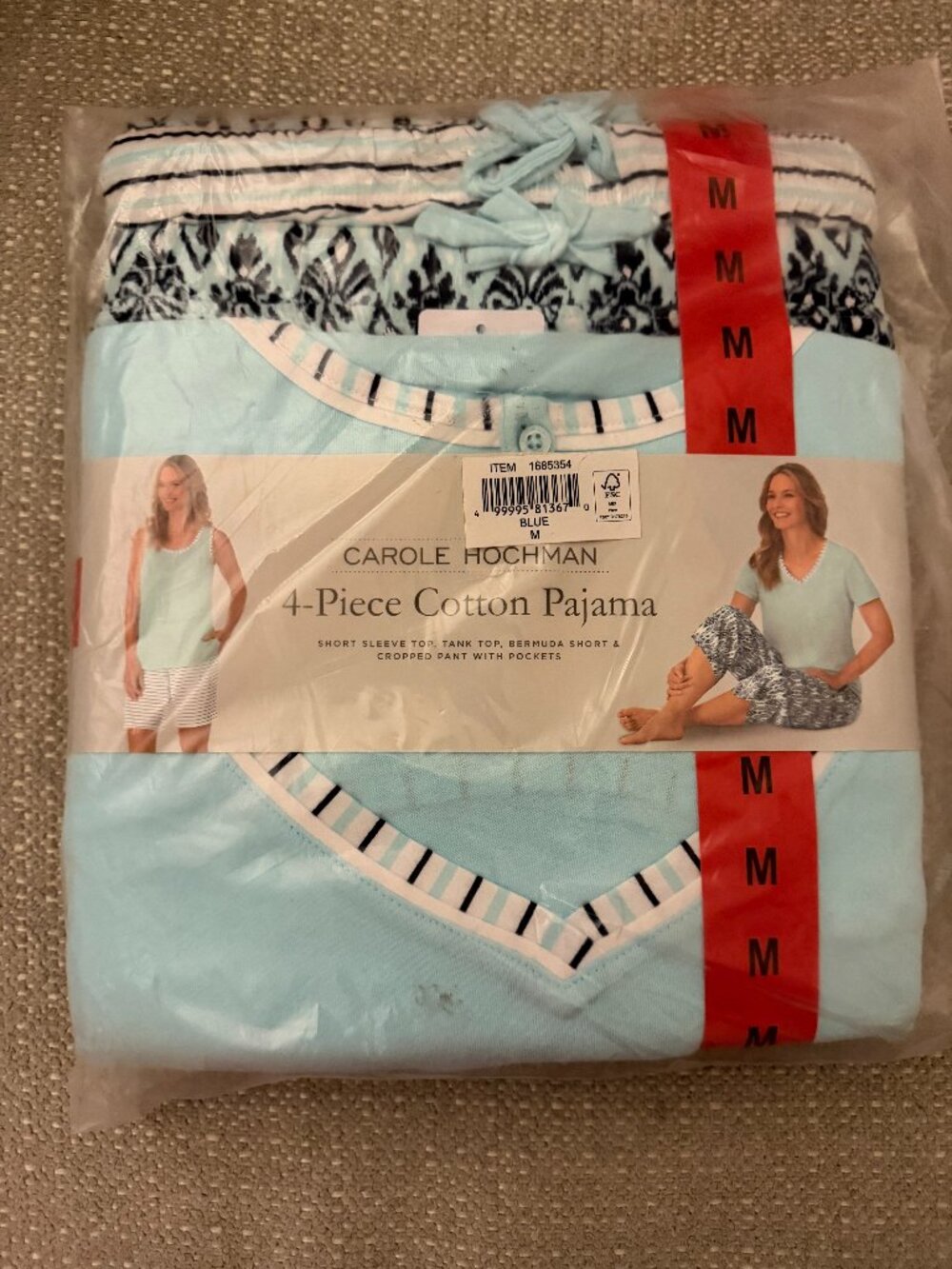 NWT Carole Hochman Women's 4-Piece 100% Cotton Pajama Set